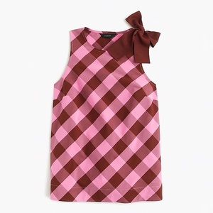 J Crew Bow-shoulder top in oversized gingham